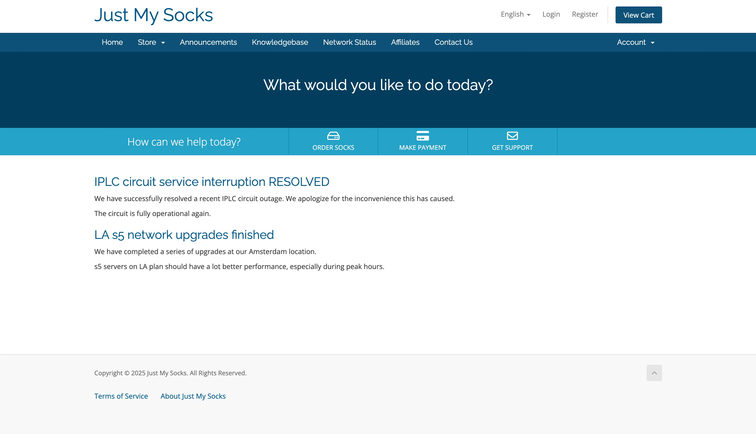JustMySocks 官方网站截图